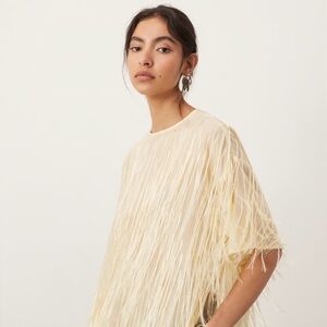 NWT ASOS Edition woven fringe boxy top in buttermilk